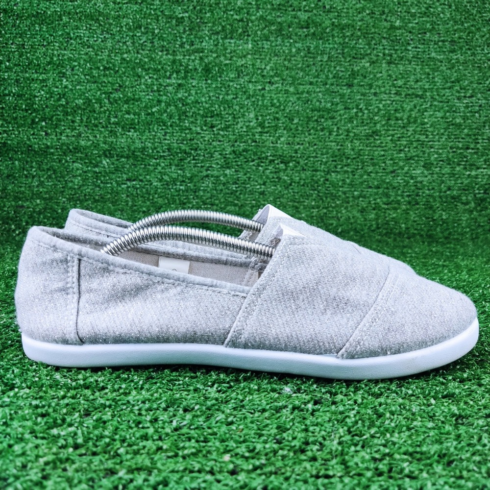 Canvas Casuals Slip On Womens 8 Grey Metallic Shimmer Alpargata Flat Shoes